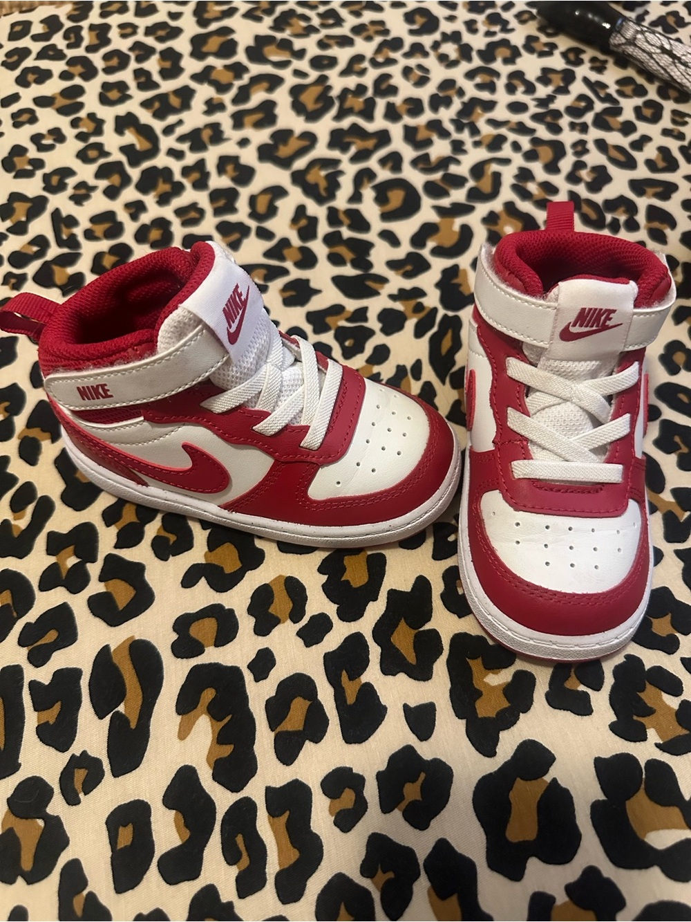 Nike Kids' High-Top Sneakers - White & Red